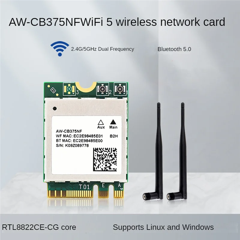 بطاقة شبكة لاسلكية مزدوجة الموجات Wifi5 وحدة لاسلكية جيل Wifi5 ، G ، 5Ghz ، من Wifi5