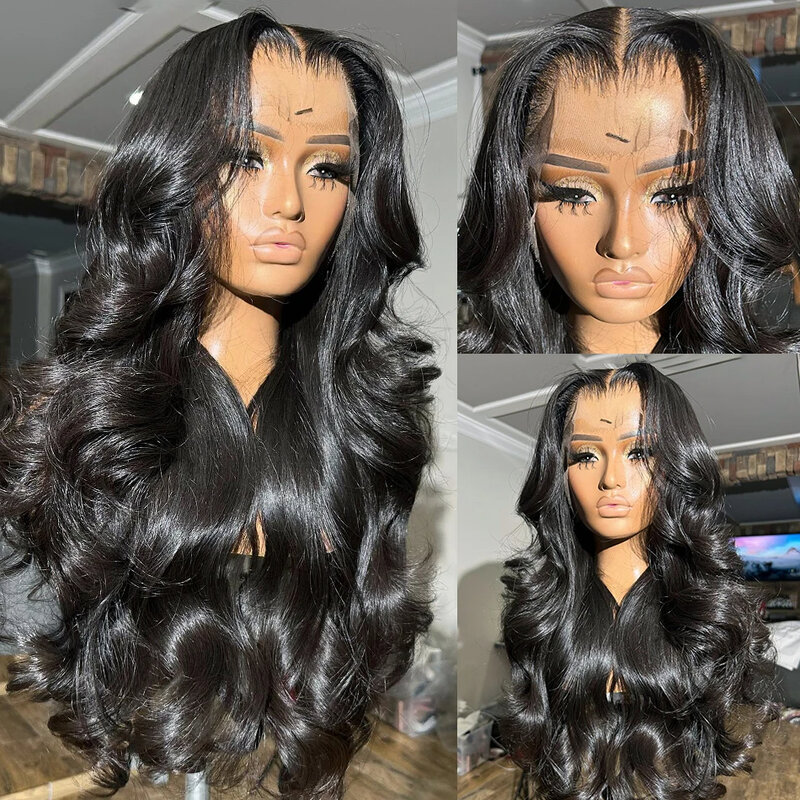 Perruque Lace Front Wig Body Wave Brésilienne Naturelle Remy, Cheveux Humains, 13x4, 13x6, 30 32 Pouces, Densité 200, pour Femme