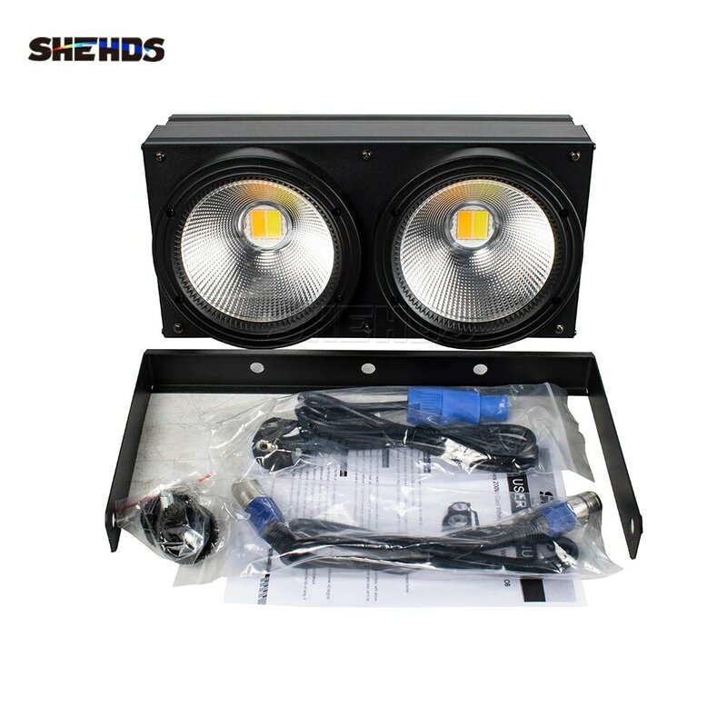 SHEHDS-Luz LED cegadora 2 en 1 para iluminación de escenario, 2 ojos, 200W, COB, blanco frío y cálido, 2x100W, fiesta de boda, Bar, DMX