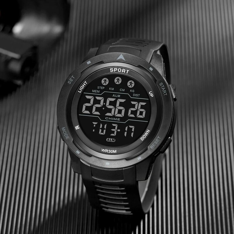 POSHI-Brand Digital Watch para homens, cronômetro, despertador, luz LED, esporte, relógios de pulso, eletrônico, moda ao ar livre