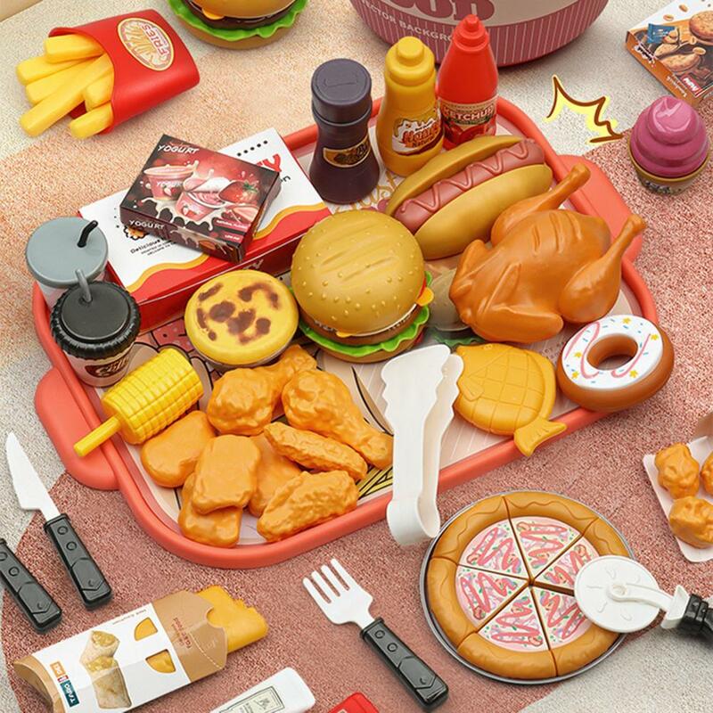 Пищевые игрушки для детей, Безопасный Прочный детский набор гамбургеров, Яркая Цветная имитация кухни, кулинарная игрушка для игр для малышей