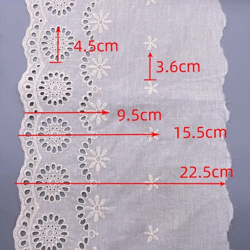 22cm wide large machine embroidered cotton lace women's skirt chrysanthemum pattern pure cotton embroidered lace sewing 3 yards