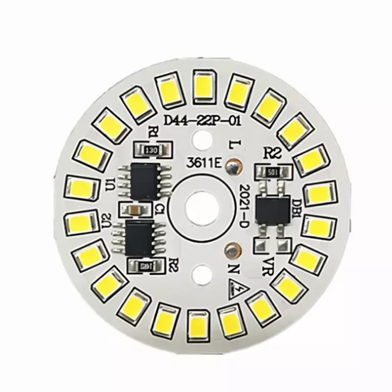 YzzKoo-SMD LED Bulb Patch Lamp, Módulo Circular, Placa de Fonte de Luz, AC 220V, Downlight Chip, Spotlight