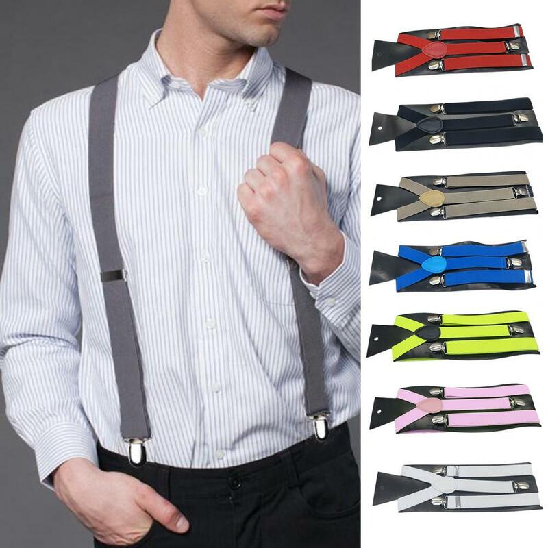 Unisex Elastic Strap Suspenders Y-Back Braces  Suit Suspenders Solid Color Anti-break Wedding Suit Adjustable Strap
