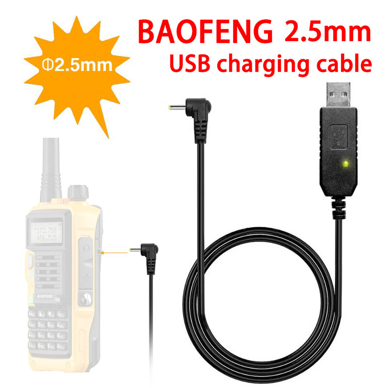 Pour BaoFeng Walperforated Talkie USB Chargeur Câble Pour UV-5R UV-82 3800mAh UV-S9 Plus BF-B3 Plus AR-152 Walperforé Talkie Ham Radio Bidirectionnelle