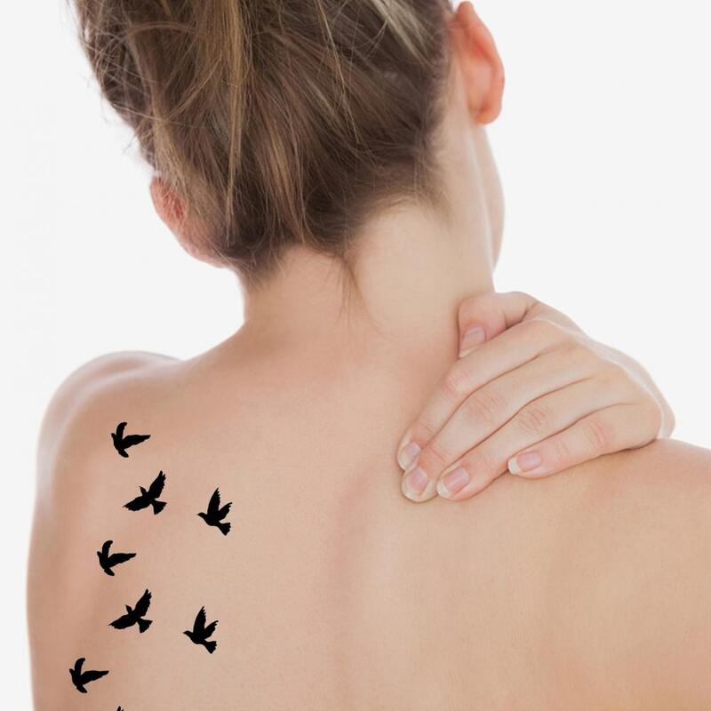 Pegatina Sexy de tatuaje negro impermeable, arte corporal extraíble, transferencia de pájaro volador Unisex