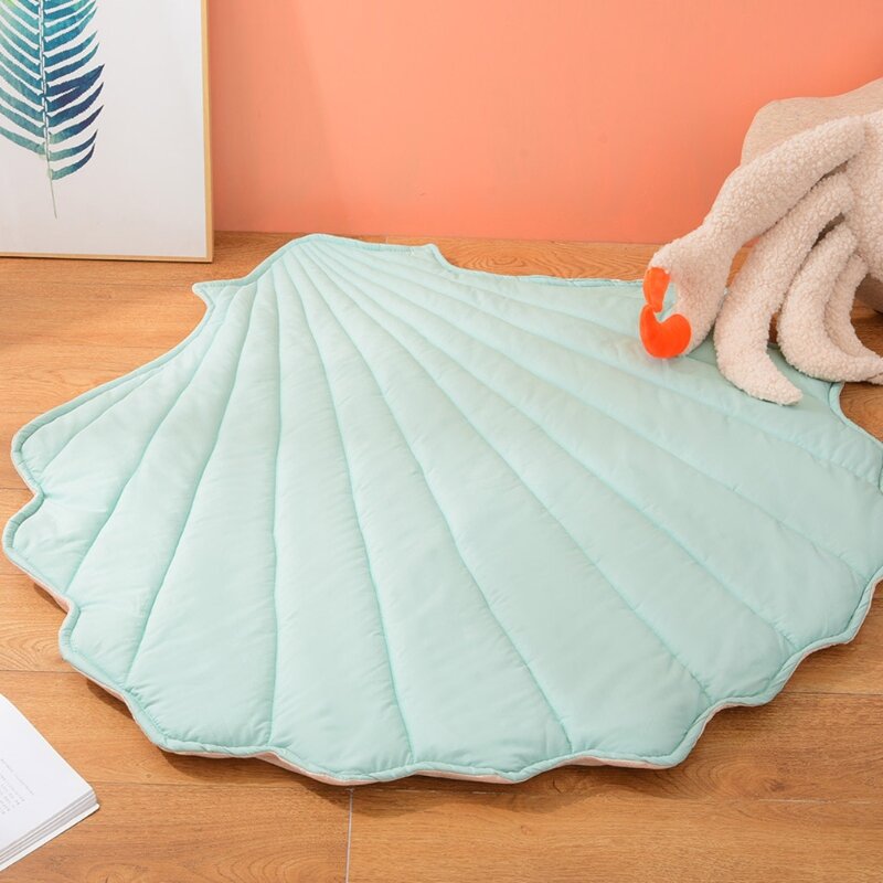 Tappeto strisciante in cotone per neonato coperta a forma di conchiglia tappetino da gioco strisciante tappeto per bambini decorazione della stanza dei bambini