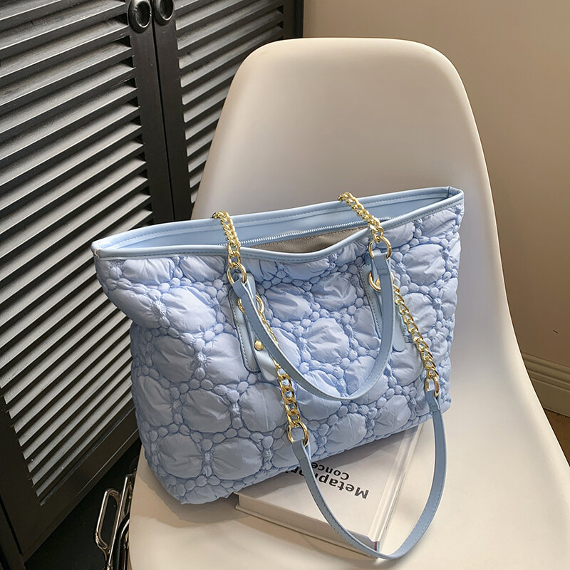 Designer Shoulder Bag For Women Large Capacity  Tote Handbag Trendy Nylon Quilted Shopper Bag Luxury Female Bag Sac A Main