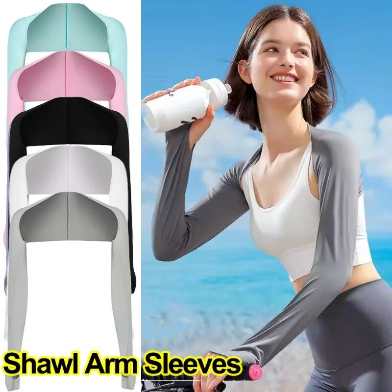 Cooling Shawl Arm Sleeves Women Summer UV Protection Long Sleeve Shrug Cropped Tops Arms Wrap Outdoor Cardigan Cover Unisex