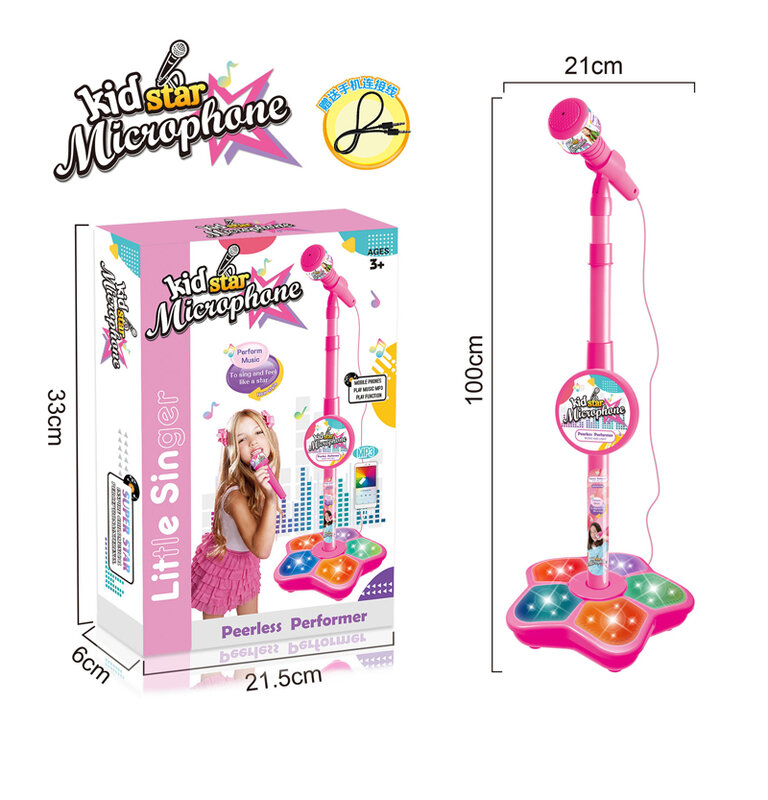 Led Verstelbare Karaoke 3 Kleuren Microfoon Muziek Afneembare Kinderen Spelen Simulatie Baby Zingen Lied Speelgoed Verbinden Met Telefoon