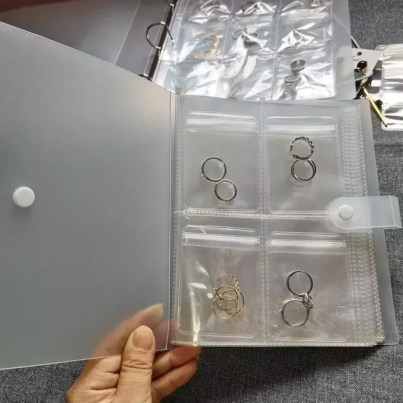 Jewelry Storage Albums Desktop Drawer Organizer BoxesTransparent Necklace Bracelet Ring Book Holder Jewelry Anti-oxidation Bag