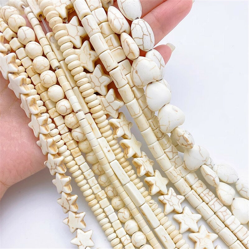 Imitasi pirus putih bintang laut cinta bulat partisi manik-manik longgar buatan tangan DIY gelang kalung bahan perhiasan