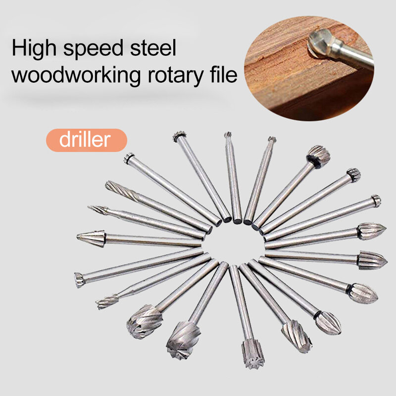 20 PCS HSS Rotary Multi Tool Burr Routing Router Bit 1/8in Shank Mill Cutter Attachment Grinding Heads for Dremel Rotary Tools