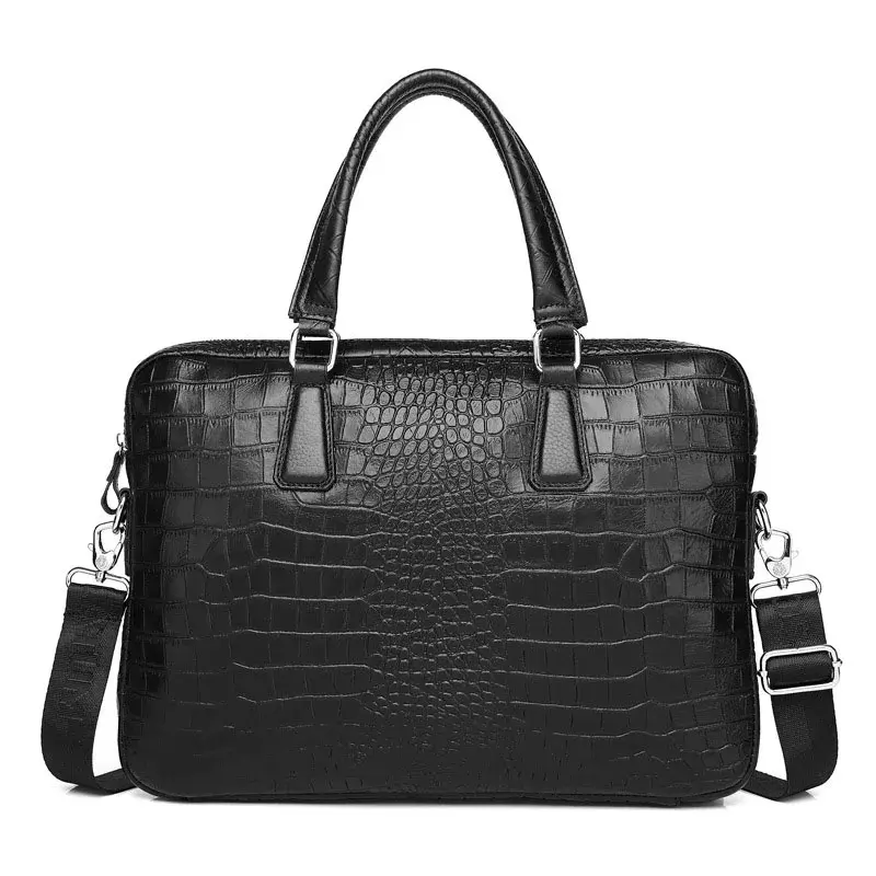 2024 New Cow Leather Alligator Laptop Bags Genuine Leather Men's Briefcase Brand Crocodile Pattern Travel Messenger Computer Bag
