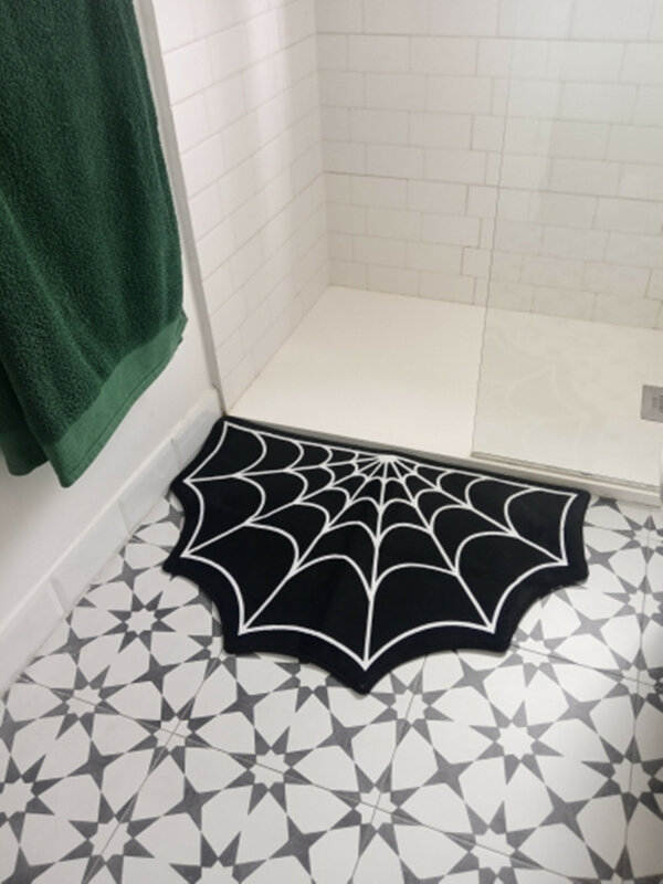 Gothic Black Cobwebs Coffin Cross Skull Floor Bath Bedroom Carpet Mat Rug Doormat Living Room Non-slip Mat Gift Anime