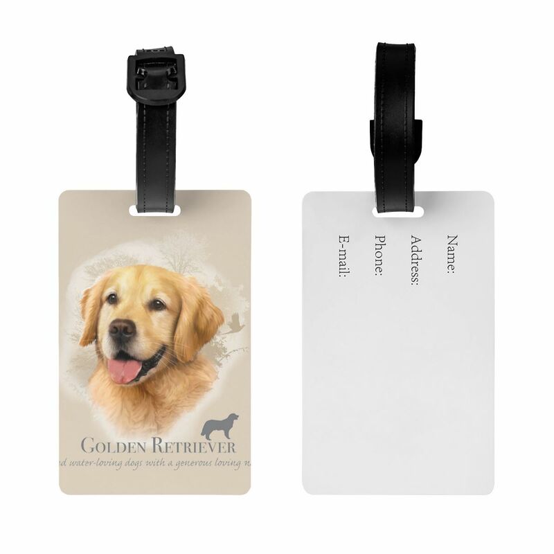 Etiquetas de equipaje personalizadas Golden Retriever para maletas, etiqueta de identificación, cubierta de privacidad de animales para mascotas