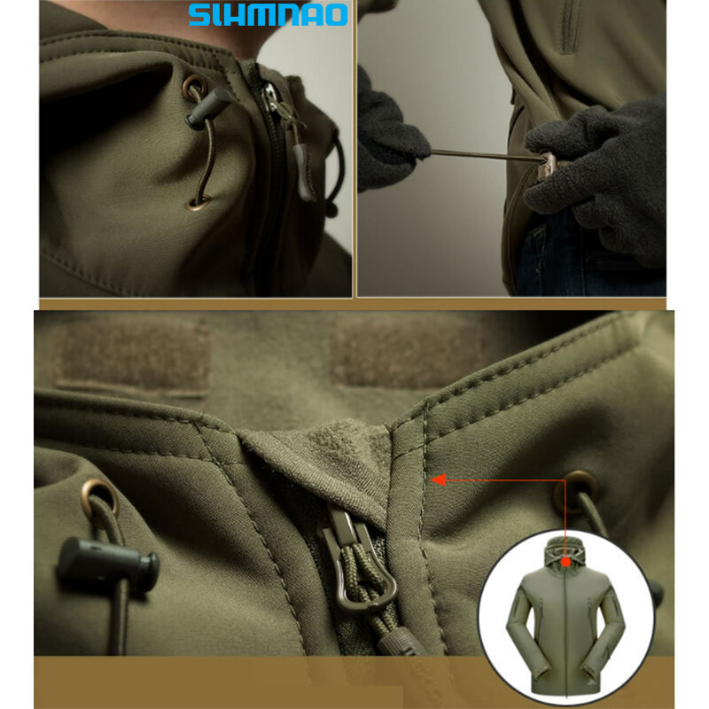 Fishing jacket, men's soft shell, winter tactical military hooded pants set, camping, hiking, hunting, assault suit 2024