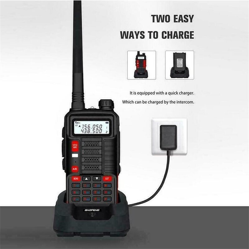 Baofeng-Walkie Talkie portátil de banda dupla, UV 10R, 10W, VHF, UHF, ao ar livre, caça, rádio de radioradioamneto bidirecional, FM, BF-UV10R, carregador USB, contato