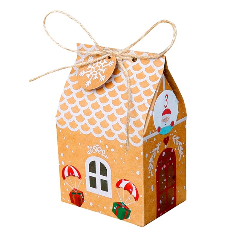 DIY Kerst Adventskalender Box 24 Sets Kersthuis Kraftpapier Zak voor Kinderen Volwassen Aftellen naar Kerstcadeaupakket