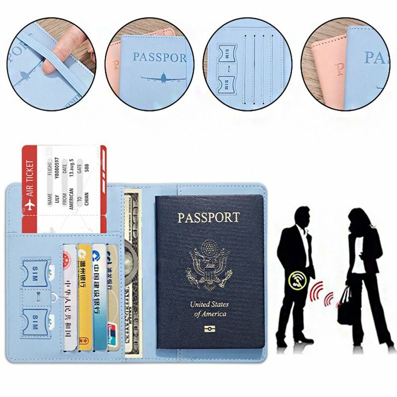 Travel Wallet PU Leather Passport Holder Passport Package With RFID PU Passport Clip Certificate Storage Bag Airplane Check-in
