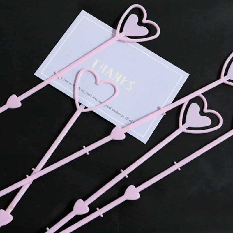80Pcs Multi-purpose Heart Shaped Plastic Flower Card Holder Message Card Clip For Bouquet Arrangement Wedding Party Decoration