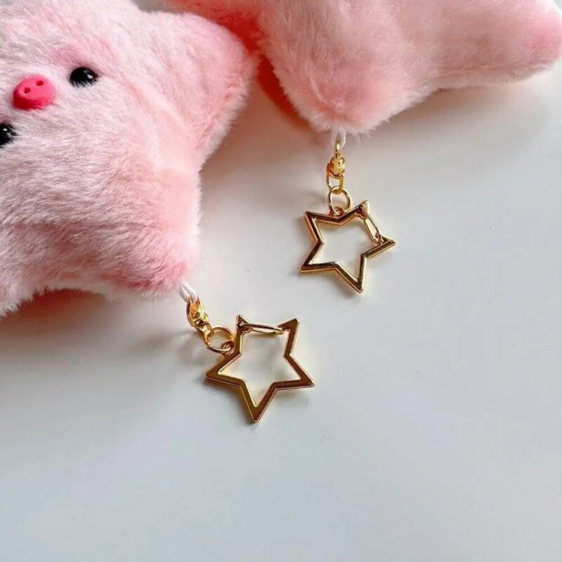 Pentagram Cartoon Doll Pink Plush Pig Star Key Chain For Women Fun Cute Aesthetics Charm Casual Fashion Pendant Accessories Gift