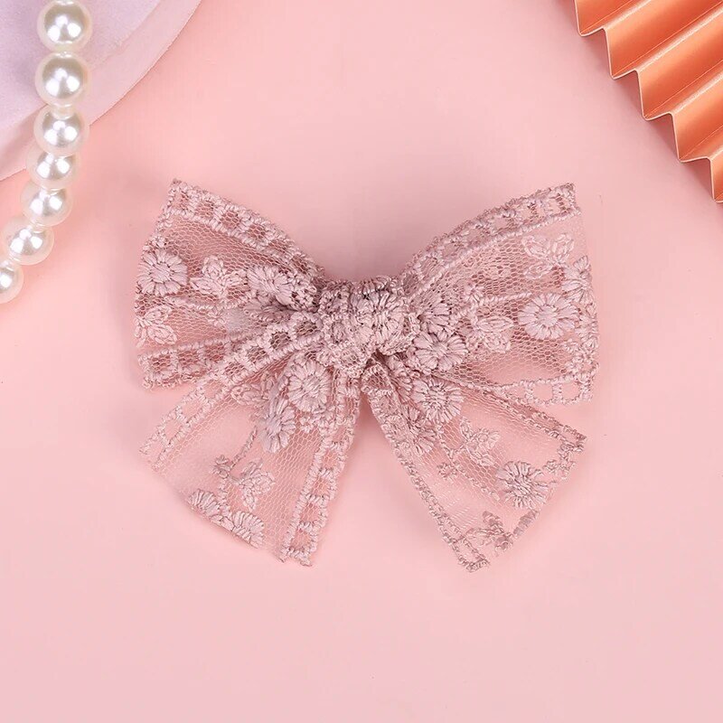 Infant Baby Girls Hairbows Cute Lace Hair Clips Barrettes Fully Lined Headwear Toddler Newborn Children Headwrap Accessories
