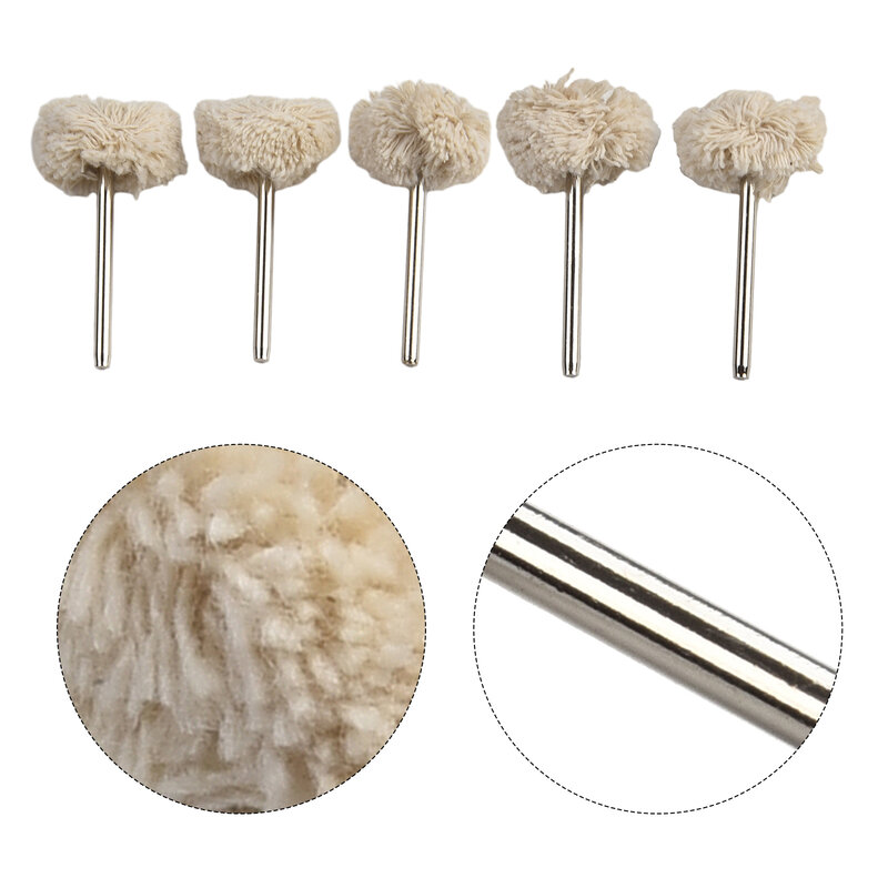 Prático Durável Lã Polimento Roda, 25mm Diâmetro Principal, 5Pcs Grinders Acessórios, Branco e Prata, Alta Qualidade