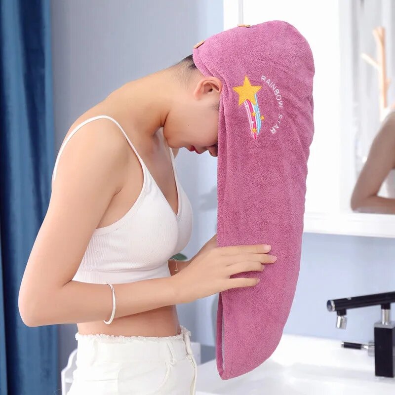 1 Set asciugamano morbido da donna, cuffia da doccia da donna morbida Bandana asciugamano da ragazza cappelli da bagno