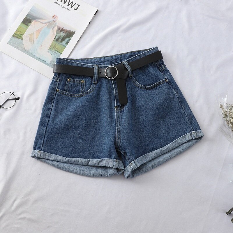High waisted Denim Shorts For women's 2024 Summer New Korean Loose Wide leg Pants Student With Rolled edge A-line Hot pants