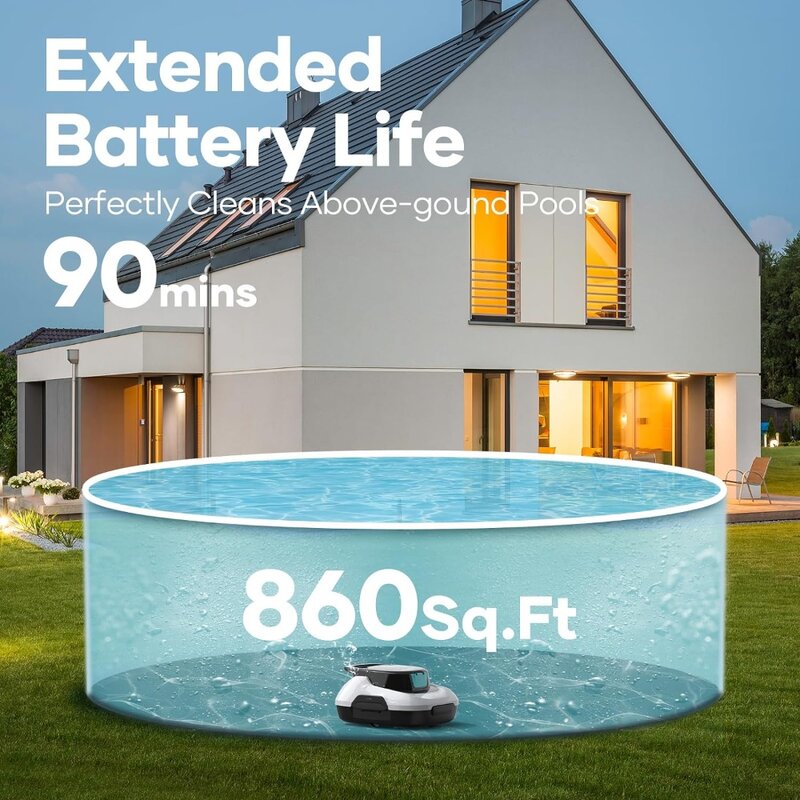 Scuba SE Robotic Pool Cleaner, Cordless Robotic Pool Vacuum, Lasts up to 90 Mins, Ideal for Above Ground Pools,Cleaning Tool