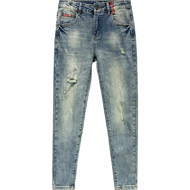 Pantaloni a matita Jeans Casual Slim Fit da uomo Vintage lavati strappati Skinny Stretch autunno 2024 nuovi pantaloni di cotone di lusso