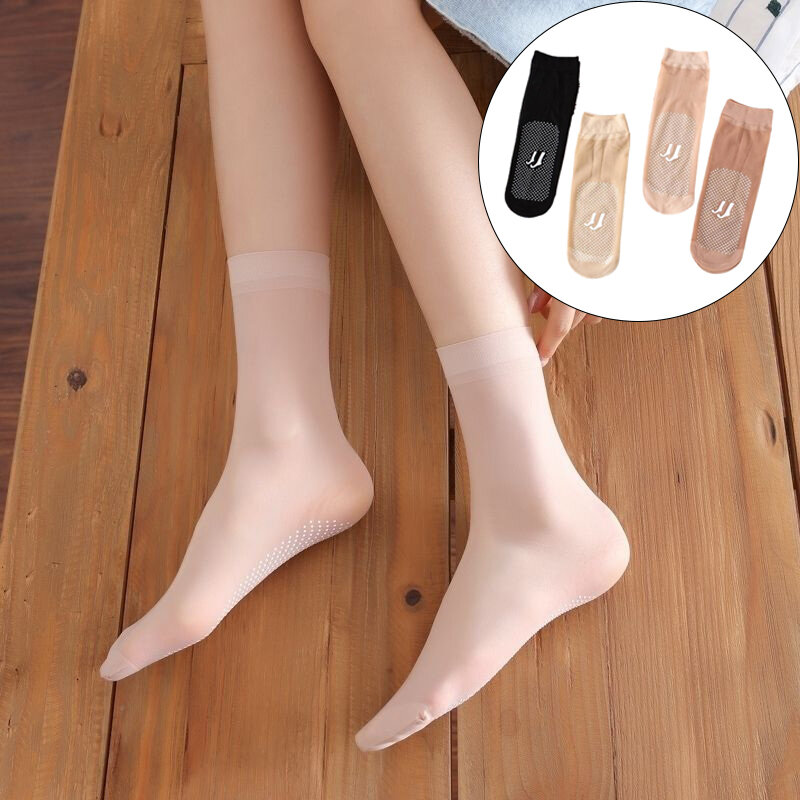 5pair Nylons Slip-Resistant Massage Bottom Non-Marking Invisible Crystal Silk Socks Short Stockings Silk Sheer Ankle Socks