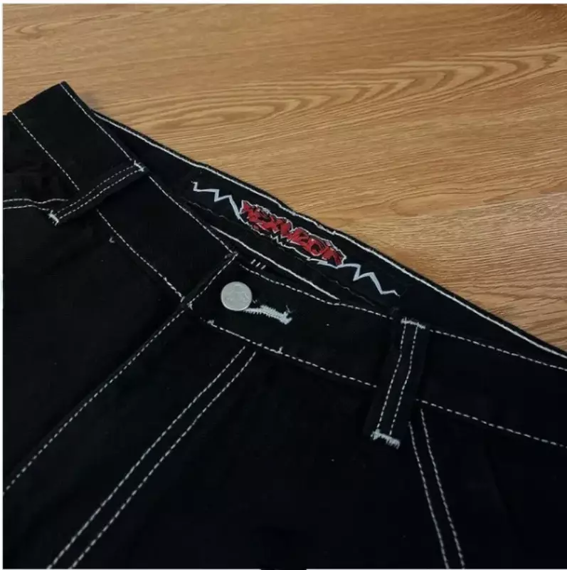 Pantalones cortos Y2K para hombre y mujer, Vaqueros holgados con patrón de letras, Estilo Vintage, Harajuku, Hip Hop, de cintura alta, novedad de verano