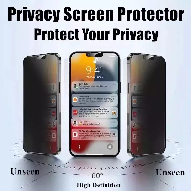Protector de pantalla de privacidad para iPhone 14 Pro Max 14 Plus 6 7 8 XR, vidrio templado para iPhone 13 15 12 11 Pro Max 13 Mini, 5 unidades