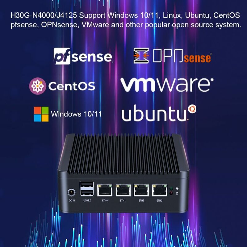 Mini PC sin ventilador Intel Celeron J4125 Windows 10 Firewall Pfsense Linux Ubuntu enrutador suave ordenador Opnsense PVE ESXI