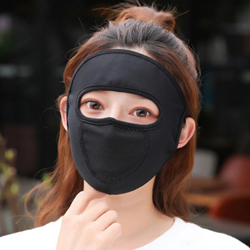 Ice Silk Sunscreen Mask Summer Thin Full Face Cover Dust-Proof Breathable Uv Protection Neck Protector Outdoor Hanging Ear Mask