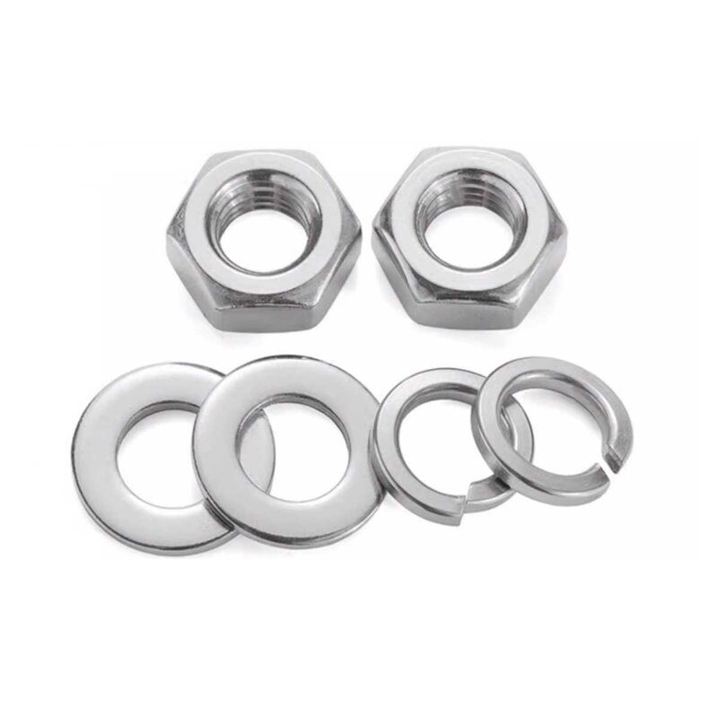 304 Stainless Steel Hex Nut Flat Washer Spring Washer Combination Set