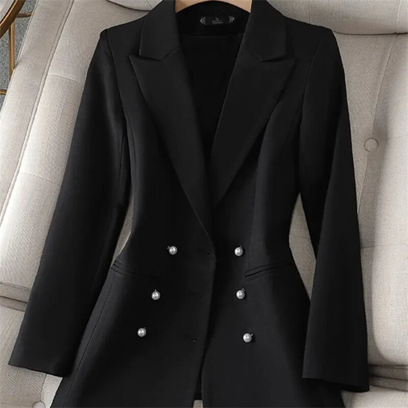 여성용 더블 브레스트 수트 재킷, 용수철 진주 버클 블레이저, 고품질 재킷, 가을, 2023 신상 디자인 감각, 4XL
