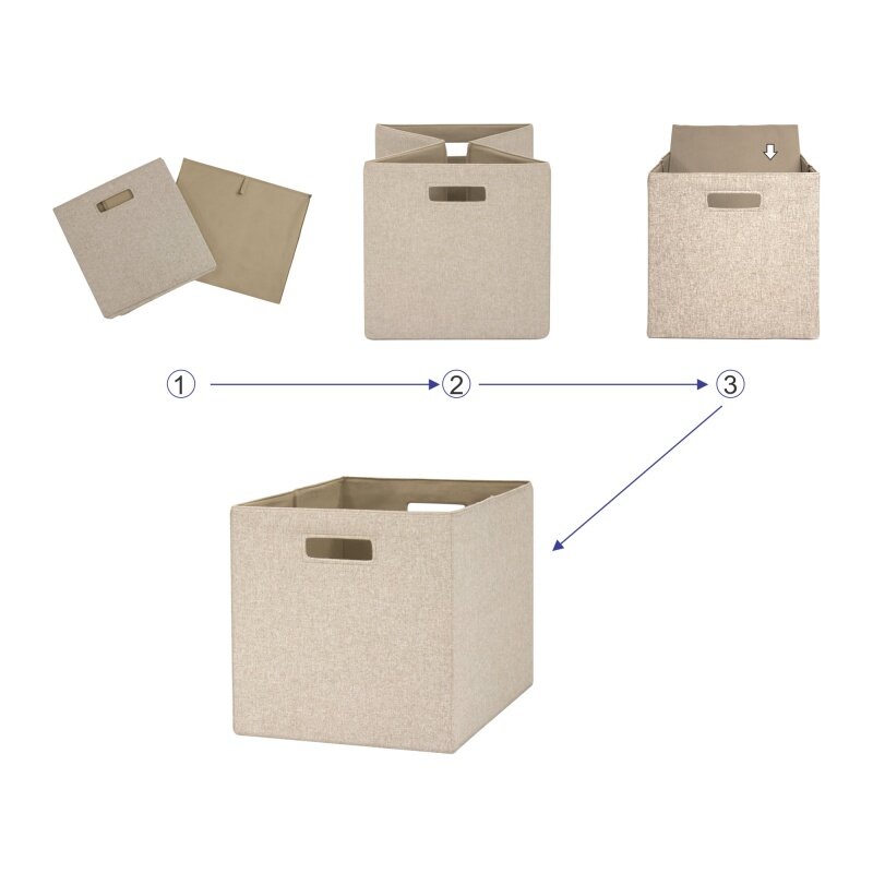 Better Homes & Gardens Fabric Cube Storage Bins (12.75" x 12.75"), 2 Pack, Tan