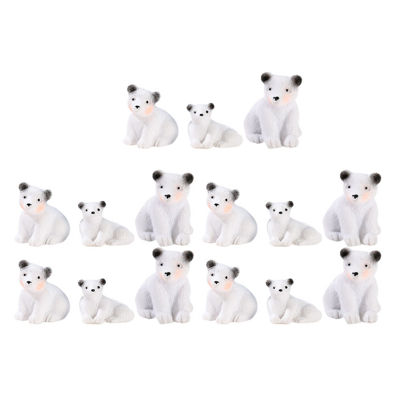 15 Pcs Resin Polar Bear Decor Poultry Ornament Decoration White Model Figurines Succulents Crafts Baby Garden Adornment