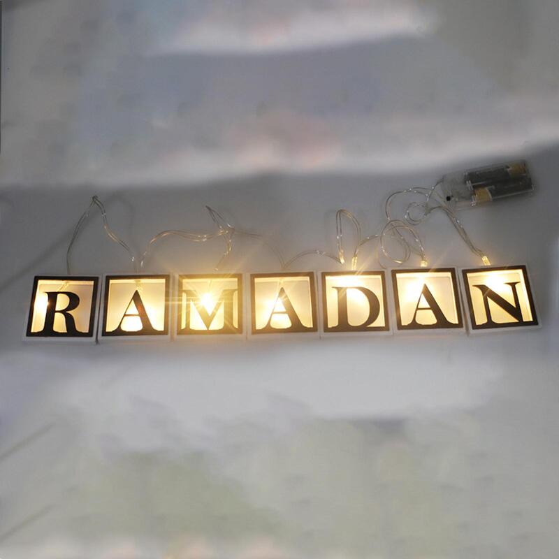 Eid Ramadan Mubarak 스트링 조명, 배터리 구동, 커튼 조명, 정원 파티오용 야간 램프