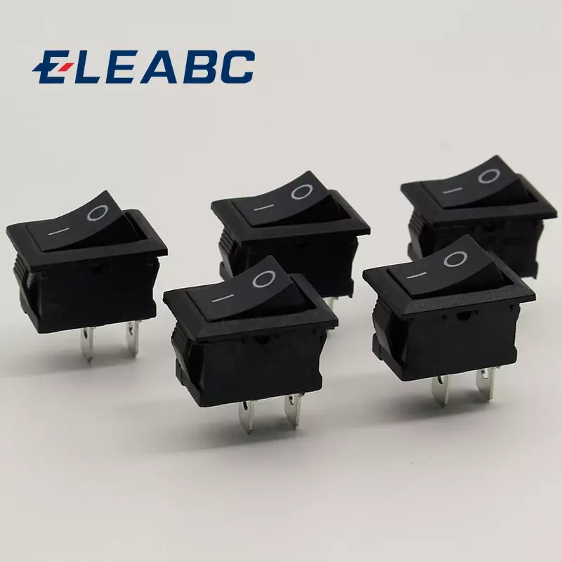Miniinterruptor de botón negro, interruptor basculante de encendido/apagado, 6A-10A, 110V, 250V, KCD1, 2 pines, 21MM x 15MM, 5 unidades por lote