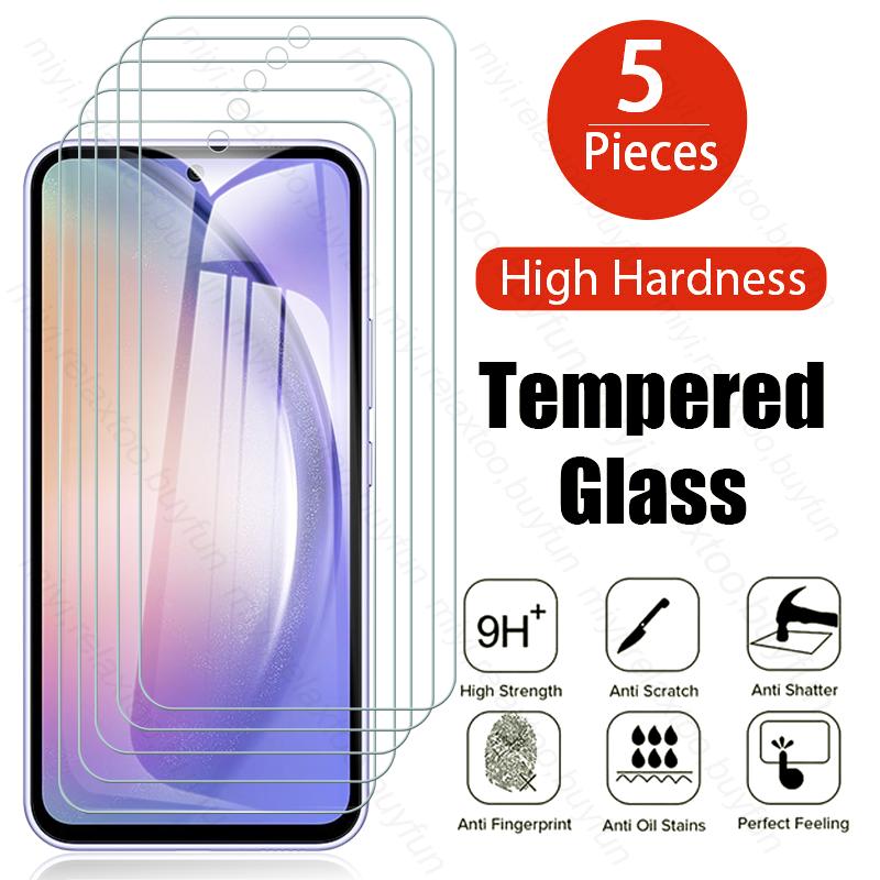 5 Stück Displays chutz folie aus gehärtetem Glas für Samsung Galaxy A14 A24 A34 A54 5g Schutz glas Samsung A04 A04S A04E A 54 34 14