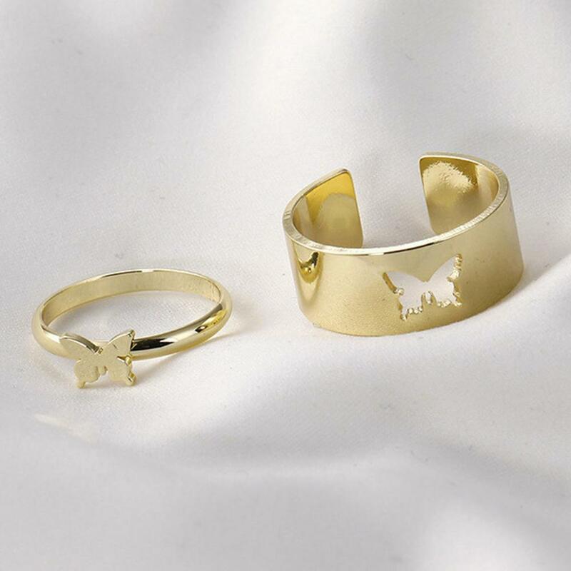 Cincin pasangan trendi pelengkap pasangan lingkaran gaya Punk cincin jari pernikahan bentuk bulan cincin pernikahan dekorasi dewasa