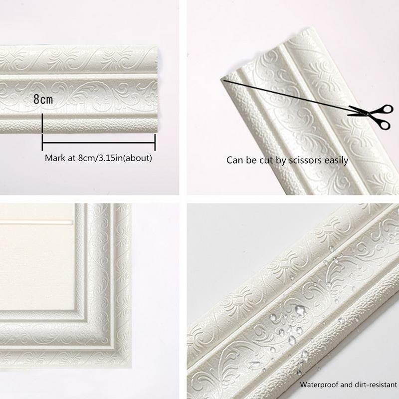 2.3m 3D Self Adhesive Wall Trim Line Skirting Border Waterproof Baseboard Wallpaper Sticker For Living Room Home Decoration