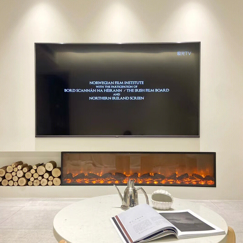 65inch Media Wall Fire Electronic Suspended Decorative Recessed Modern LED Simulation Multi Color Flame Electric Fireplace