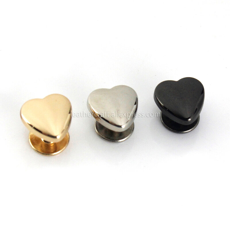 10 шт., металлические заклепки в форме сердца для кожаных ногтей