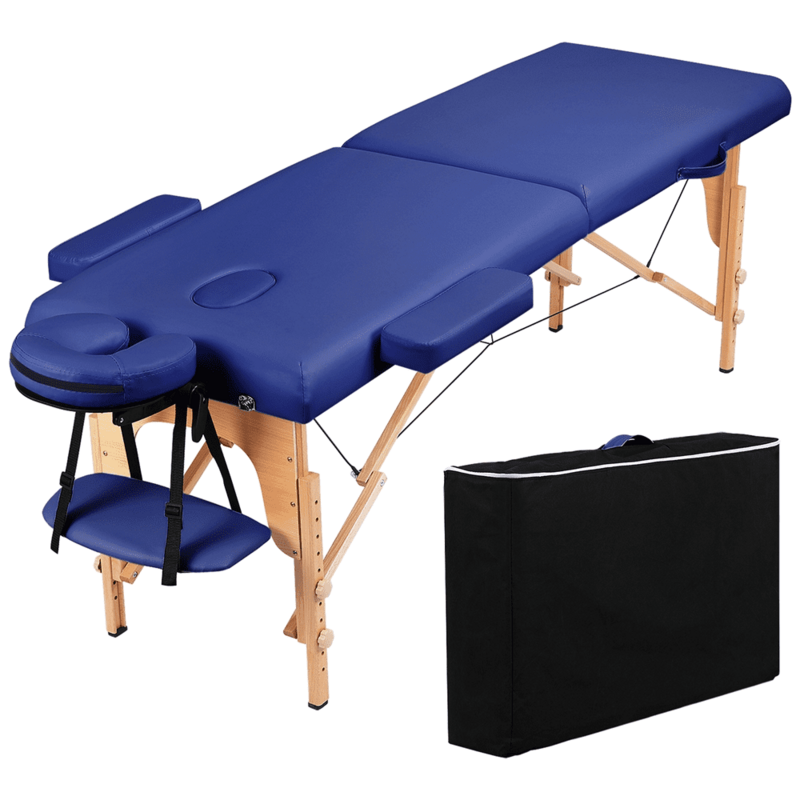 Lettino da massaggio portatile regolabile in legno a 2 sezioni da 84 ",