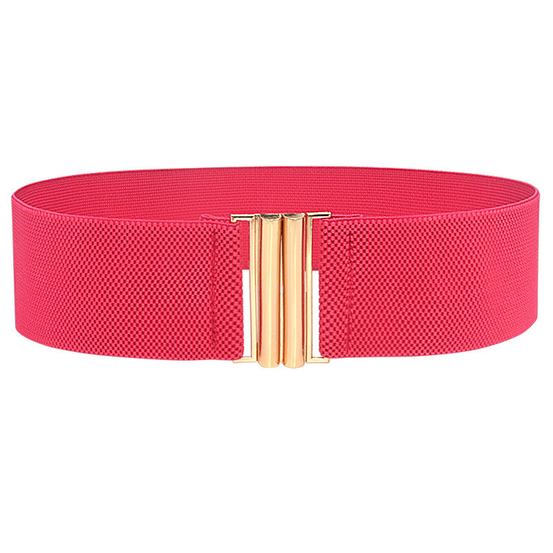 Buckle Lady Fashion Cummerbands Stretch Cinch Waistband Women Waist Belt Wide Elastic Belt Solid Color Corset Belt Metal